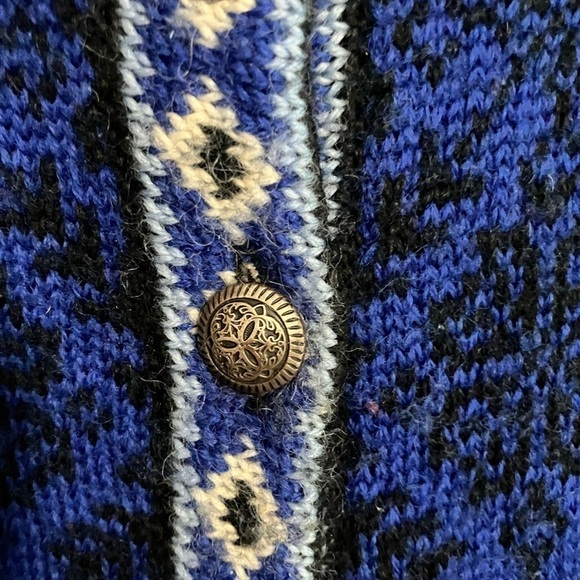 LL Bean Merino Wool Winter Outdoor Comfy FairIsle Nordic Sweater Cardigan Large - Picture 5 of 10